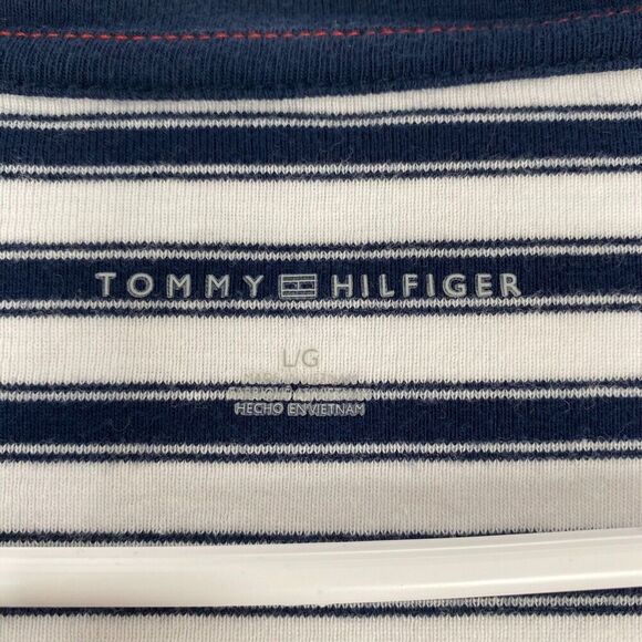 Tommy Hilfiger Shirt Teens Large Blue/White Striped Long Sleeve V Neck Pullover - Picture 16 of 16